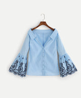 Neck Bell Sleeve Tunic Top